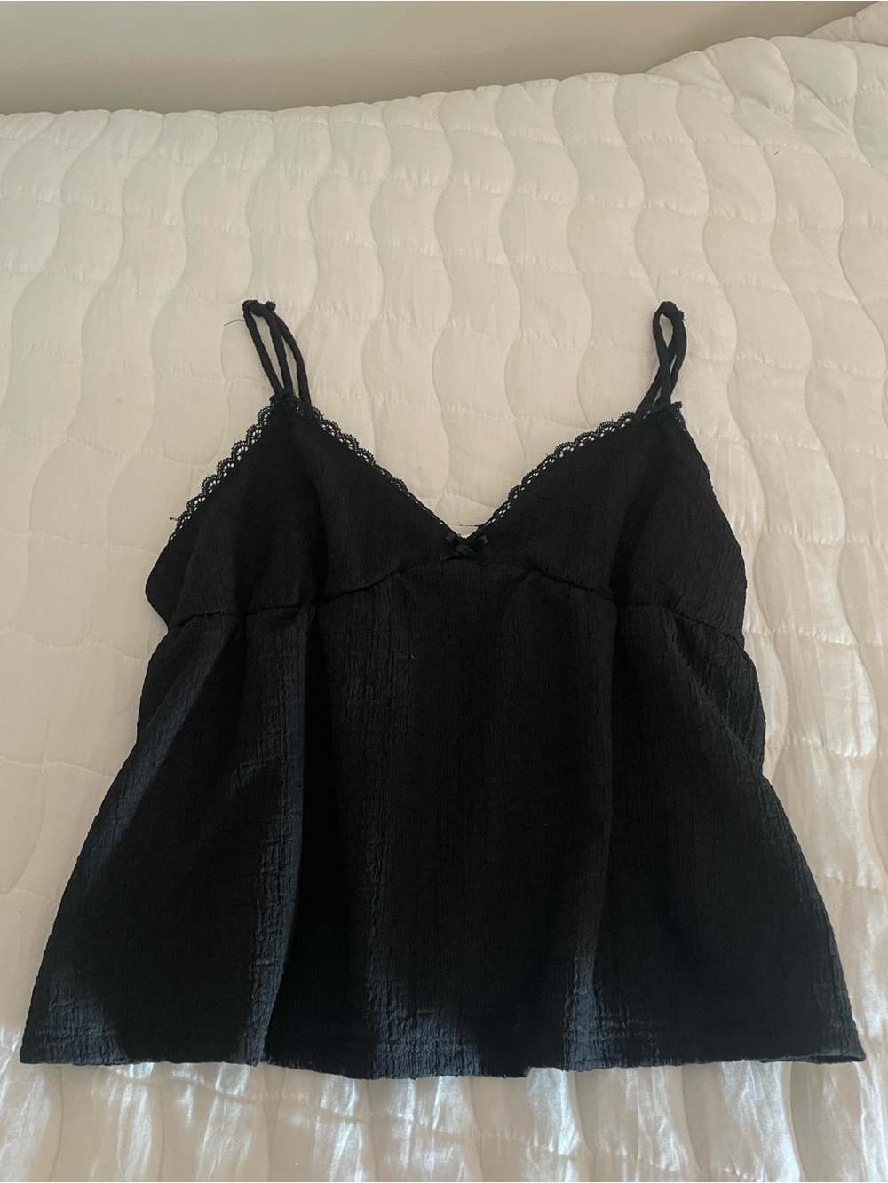 Black Lace-Trim Spaghetti Strap Camisole Top